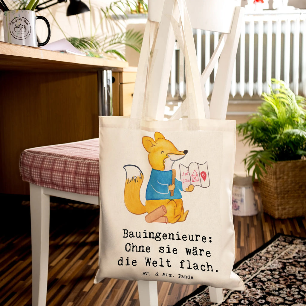 Tragetasche Bauingenieure: Ohne sie wäre die Welt flach. Beuteltasche, Beutel, Einkaufstasche, Jutebeutel, Stoffbeutel, Tasche, Shopper, Umhängetasche, Strandtasche, Schultertasche, Stofftasche, Tragetasche, Badetasche, Jutetasche, Einkaufstüte, Laptoptasche, Beruf, Ausbildung, Jubiläum, Abschied, Rente, Kollege, Kollegin, Geschenk, Schenken, Arbeitskollege, Mitarbeiter, Firma, Danke, Dankeschön