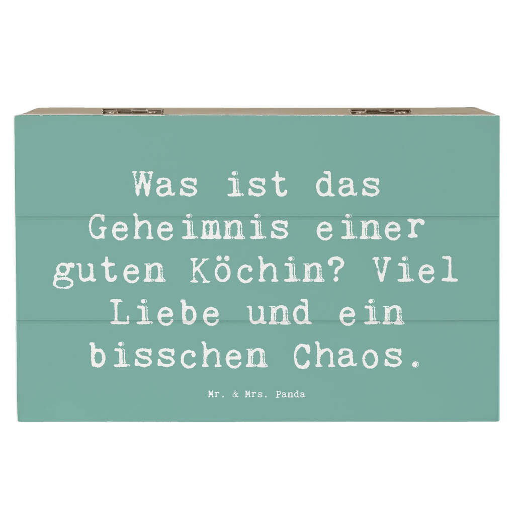 Holzkiste Spruch Was ist das Geheimnis einer guten Köchin? Viel Liebe und ein bisschen Chaos. Holzkiste, Kiste, Schatzkiste, Truhe, Schatulle, XXL, Erinnerungsbox, Erinnerungskiste, Dekokiste, Aufbewahrungsbox, Geschenkbox, Geschenkdose, Beruf, Ausbildung, Jubiläum, Abschied, Rente, Kollege, Kollegin, Geschenk, Schenken, Arbeitskollege, Mitarbeiter, Firma, Danke, Dankeschön