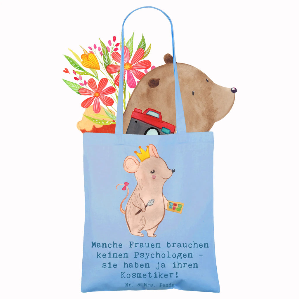 Tragetasche Manche Frauen brauchen keinen Psychologen - sie haben ja ihren Kosmetiker! Beuteltasche, Beutel, Einkaufstasche, Jutebeutel, Stoffbeutel, Tasche, Shopper, Umhängetasche, Strandtasche, Schultertasche, Stofftasche, Tragetasche, Badetasche, Jutetasche, Einkaufstüte, Laptoptasche, Beruf, Ausbildung, Jubiläum, Abschied, Rente, Kollege, Kollegin, Geschenk, Schenken, Arbeitskollege, Mitarbeiter, Firma, Danke, Dankeschön