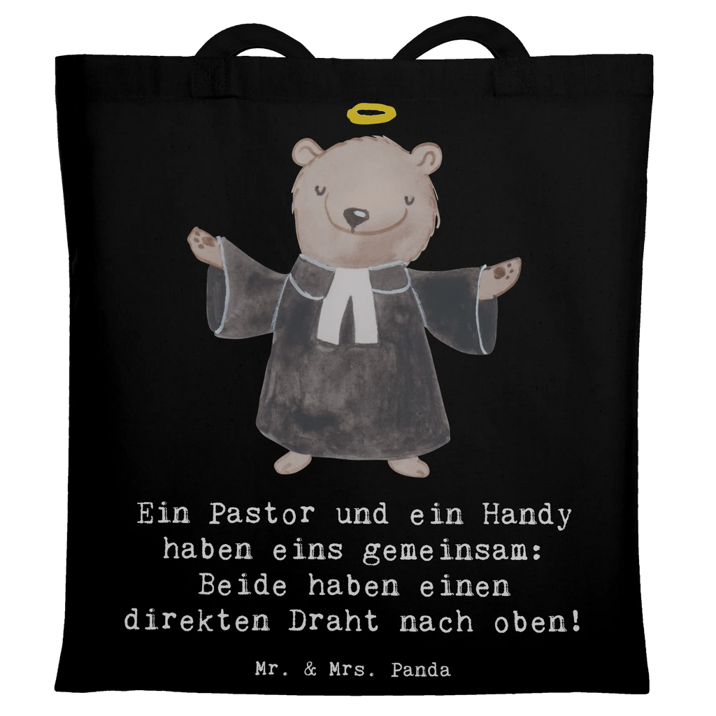 Tragetasche Ein Pastor und ein Handy haben eins gemeinsam: Beide haben einen direkten Draht nach oben! Beuteltasche, Beutel, Einkaufstasche, Jutebeutel, Stoffbeutel, Tasche, Shopper, Umhängetasche, Strandtasche, Schultertasche, Stofftasche, Tragetasche, Badetasche, Jutetasche, Einkaufstüte, Laptoptasche, Beruf, Ausbildung, Jubiläum, Abschied, Rente, Kollege, Kollegin, Geschenk, Schenken, Arbeitskollege, Mitarbeiter, Firma, Danke, Dankeschön