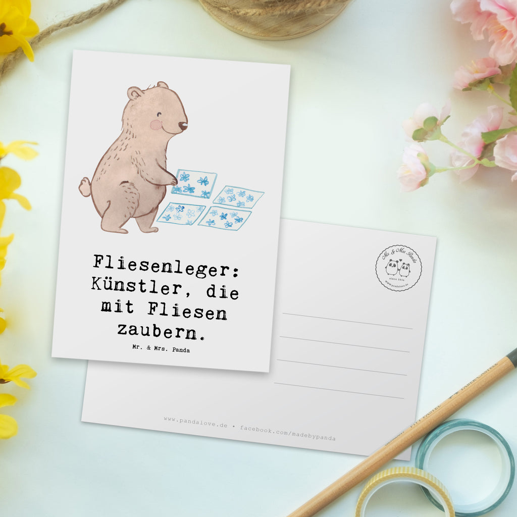 Postkarte Fliesenleger: Künstler, die mit Fliesen zaubern. Postkarte, Karte, Geschenkkarte, Grußkarte, Einladung, Ansichtskarte, Geburtstagskarte, Einladungskarte, Dankeskarte, Ansichtskarten, Einladung Geburtstag, Einladungskarten Geburtstag, Beruf, Ausbildung, Jubiläum, Abschied, Rente, Kollege, Kollegin, Geschenk, Schenken, Arbeitskollege, Mitarbeiter, Firma, Danke, Dankeschön