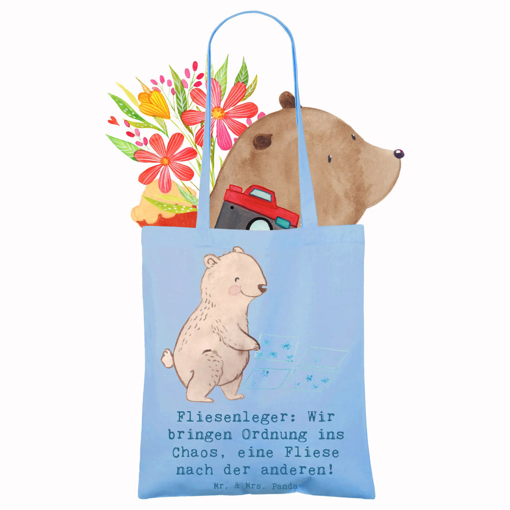 Tragetasche Fliesenleger: Wir bringen Ordnung ins Chaos, eine Fliese nach der anderen! Beuteltasche, Beutel, Einkaufstasche, Jutebeutel, Stoffbeutel, Tasche, Shopper, Umhängetasche, Strandtasche, Schultertasche, Stofftasche, Tragetasche, Badetasche, Jutetasche, Einkaufstüte, Laptoptasche, Beruf, Ausbildung, Jubiläum, Abschied, Rente, Kollege, Kollegin, Geschenk, Schenken, Arbeitskollege, Mitarbeiter, Firma, Danke, Dankeschön