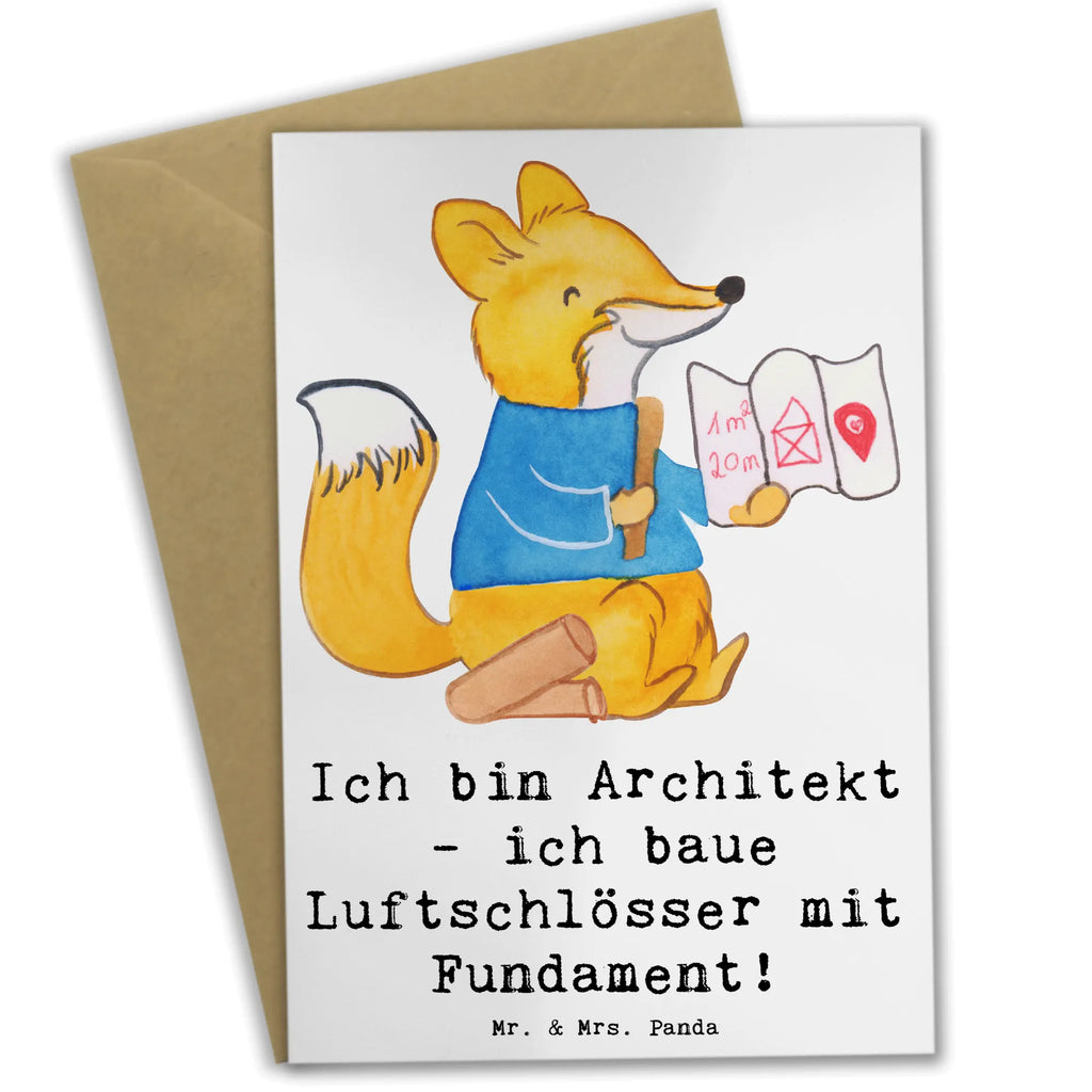 Grußkarte Ich bin Architekt - ich baue Luftschlösser mit Fundament! Grußkarte, Klappkarte, Einladungskarte, Glückwunschkarte, Hochzeitskarte, Geburtstagskarte, Karte, Ansichtskarten, Beruf, Ausbildung, Jubiläum, Abschied, Rente, Kollege, Kollegin, Geschenk, Schenken, Arbeitskollege, Mitarbeiter, Firma, Danke, Dankeschön