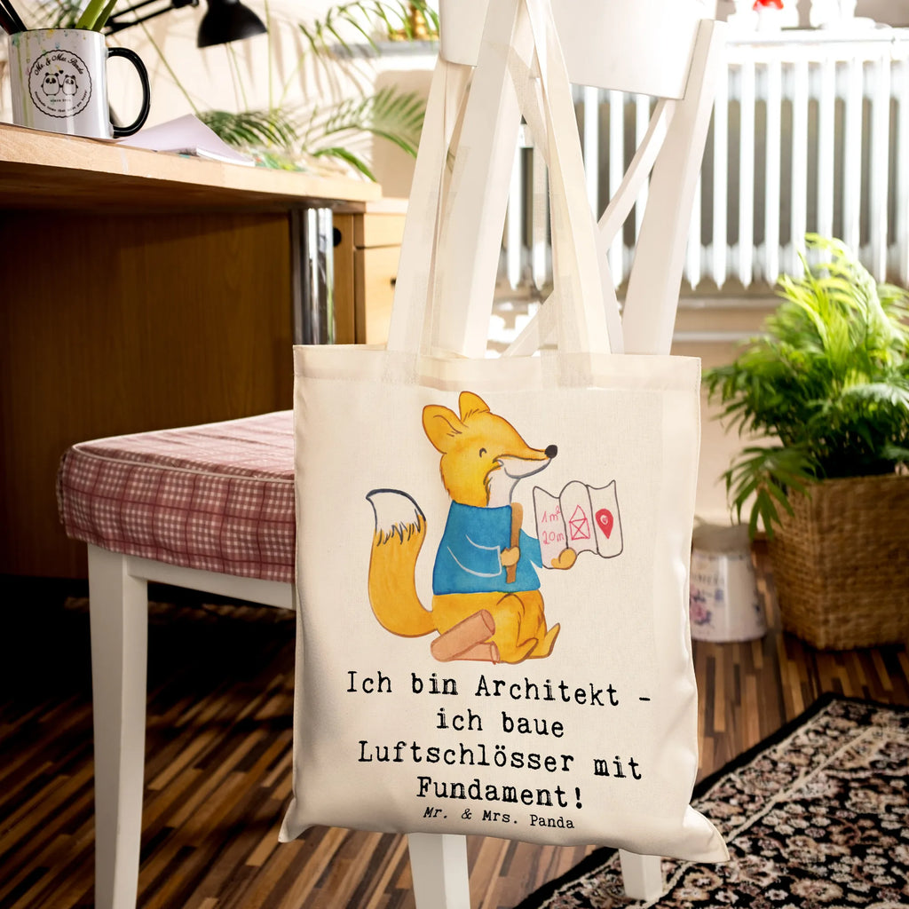 Tragetasche Ich bin Architekt - ich baue Luftschlösser mit Fundament! Beuteltasche, Beutel, Einkaufstasche, Jutebeutel, Stoffbeutel, Tasche, Shopper, Umhängetasche, Strandtasche, Schultertasche, Stofftasche, Tragetasche, Badetasche, Jutetasche, Einkaufstüte, Laptoptasche, Beruf, Ausbildung, Jubiläum, Abschied, Rente, Kollege, Kollegin, Geschenk, Schenken, Arbeitskollege, Mitarbeiter, Firma, Danke, Dankeschön