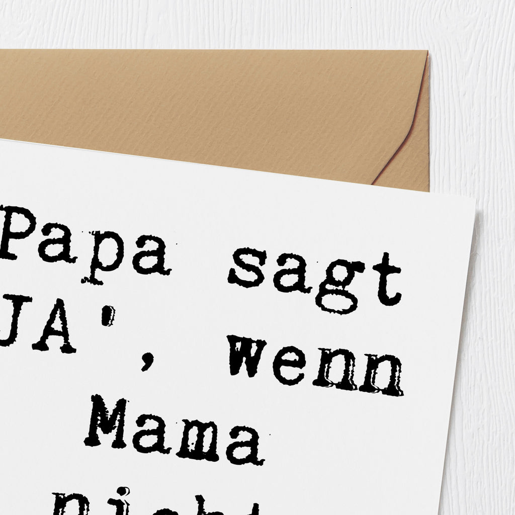 Deluxe Karte Spruch Vater Geheimhaltung Karte, Grußkarte, Klappkarte, Einladungskarte, Glückwunschkarte, Hochzeitskarte, Geburtstagskarte, Hochwertige Grußkarte, Hochwertige Klappkarte, Familie, Vatertag, Muttertag, Bruder, Schwester, Mama, Papa, Oma, Opa