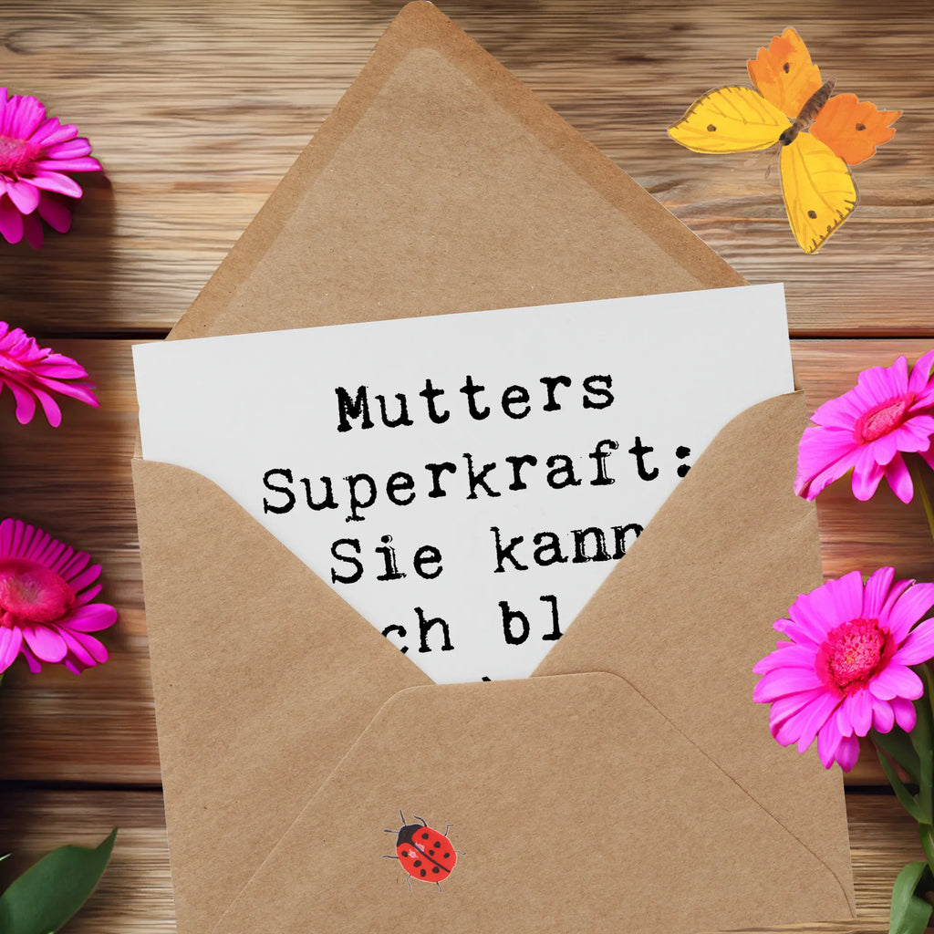 Deluxe Karte Spruch Mutters Magie Karte, Grußkarte, Klappkarte, Einladungskarte, Glückwunschkarte, Hochzeitskarte, Geburtstagskarte, Hochwertige Grußkarte, Hochwertige Klappkarte, Familie, Vatertag, Muttertag, Bruder, Schwester, Mama, Papa, Oma, Opa