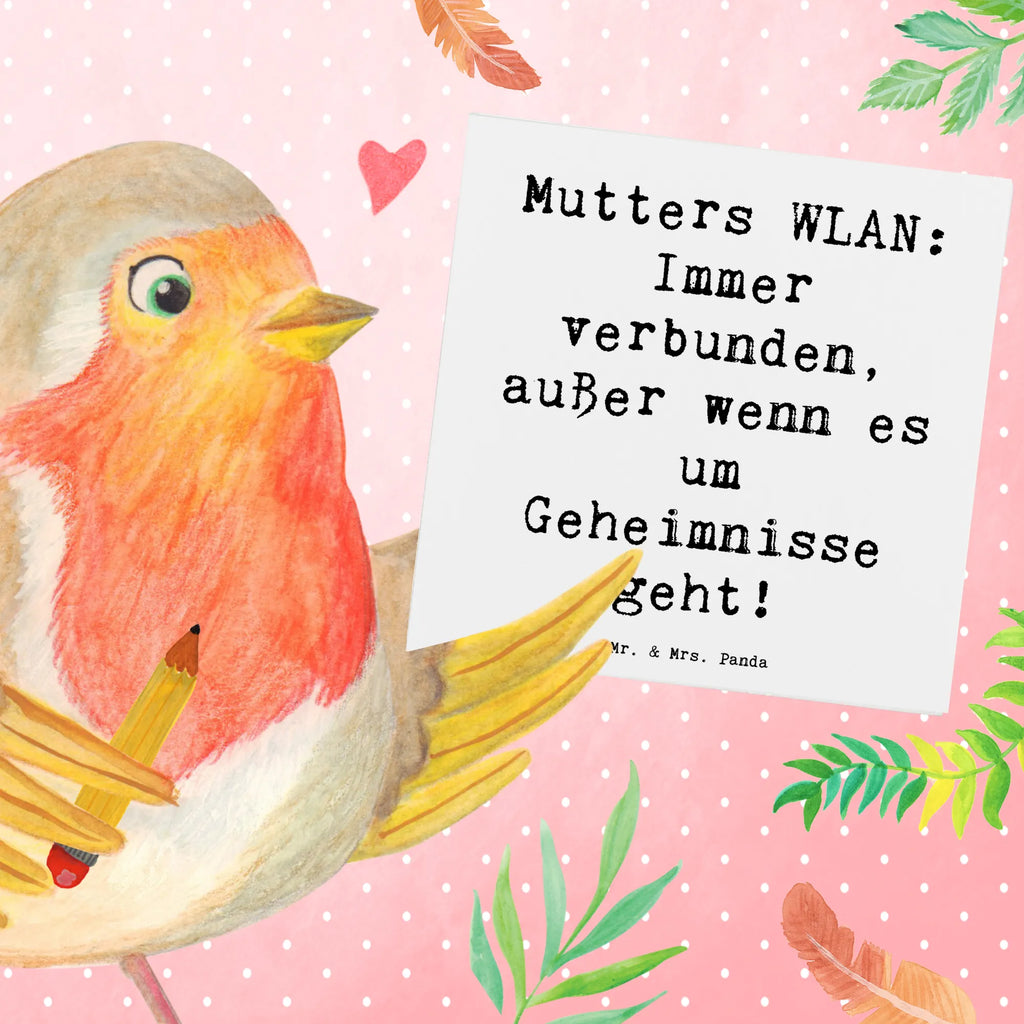 Deluxe Karte Spruch Mutters WLAN Karte, Grußkarte, Klappkarte, Einladungskarte, Glückwunschkarte, Hochzeitskarte, Geburtstagskarte, Hochwertige Grußkarte, Hochwertige Klappkarte, Familie, Vatertag, Muttertag, Bruder, Schwester, Mama, Papa, Oma, Opa