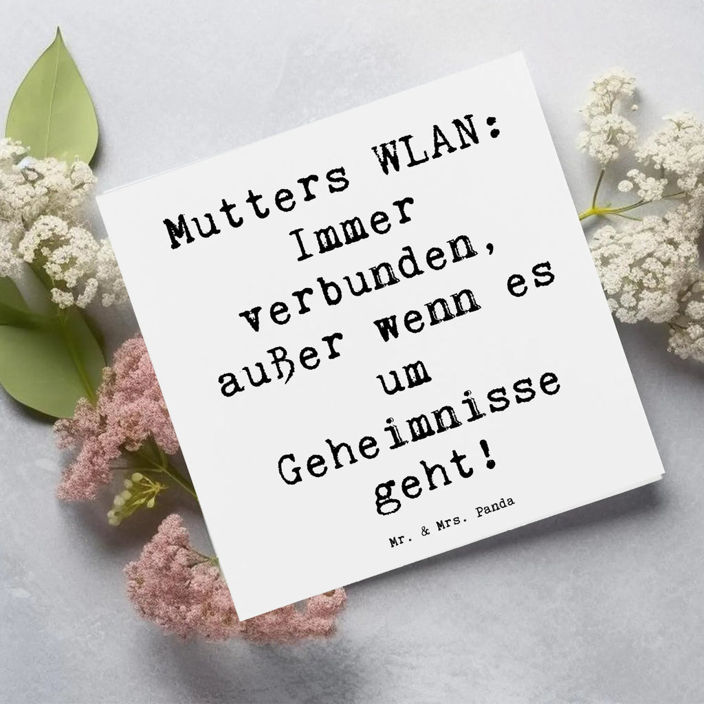 Deluxe Karte Spruch Mutters WLAN Karte, Grußkarte, Klappkarte, Einladungskarte, Glückwunschkarte, Hochzeitskarte, Geburtstagskarte, Hochwertige Grußkarte, Hochwertige Klappkarte, Familie, Vatertag, Muttertag, Bruder, Schwester, Mama, Papa, Oma, Opa