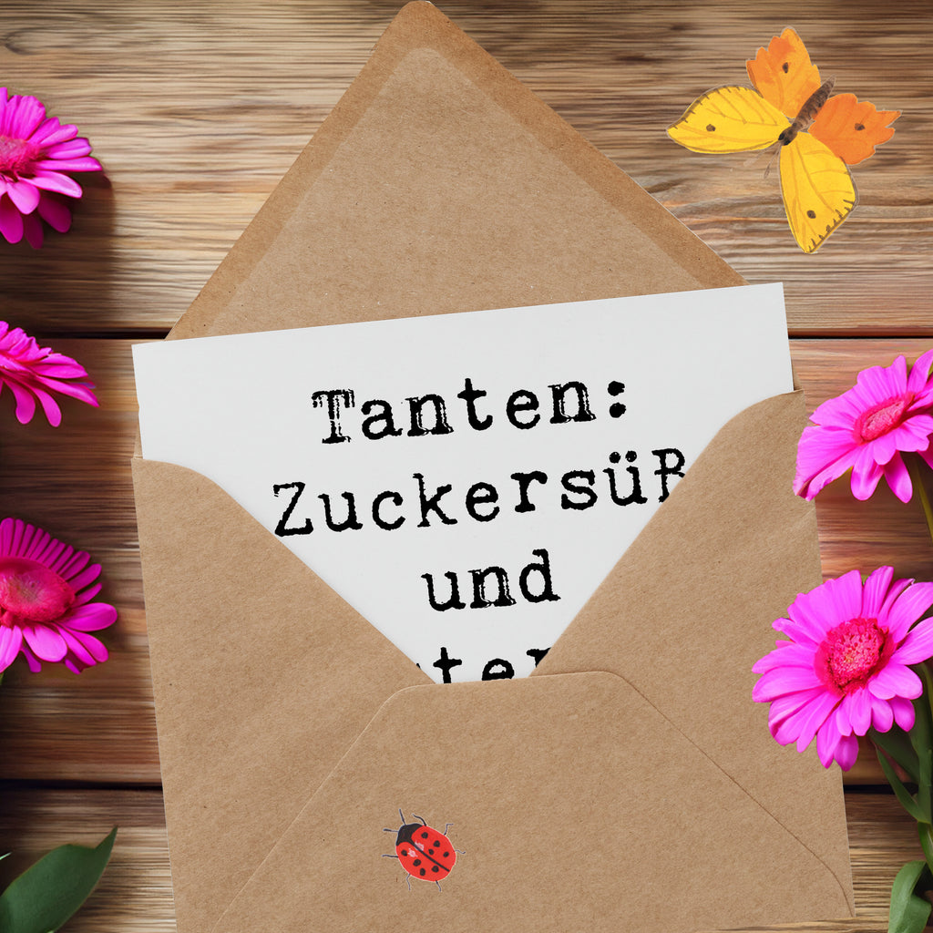 Deluxe Karte Spruch Tante Zuckersüß Karte, Grußkarte, Klappkarte, Einladungskarte, Glückwunschkarte, Hochzeitskarte, Geburtstagskarte, Hochwertige Grußkarte, Hochwertige Klappkarte, Familie, Vatertag, Muttertag, Bruder, Schwester, Mama, Papa, Oma, Opa