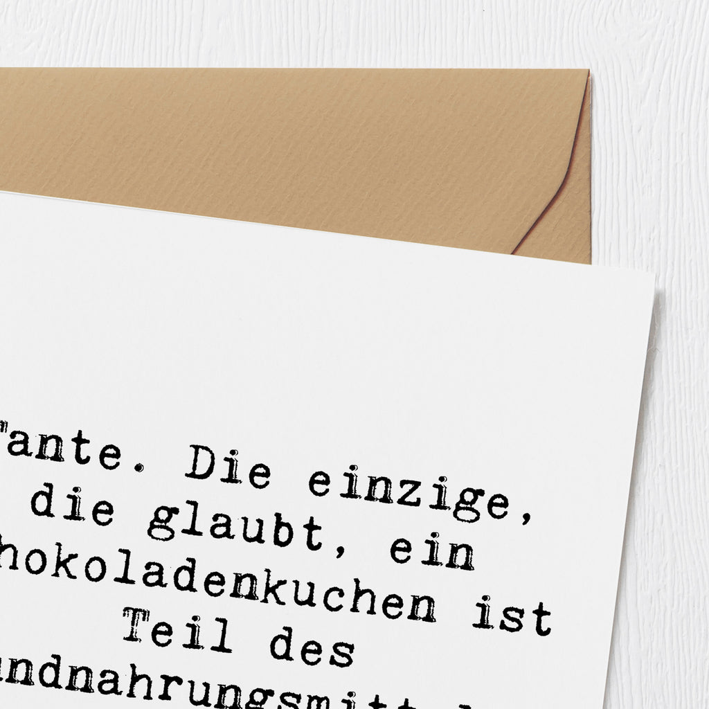 Deluxe Karte Spruch Tante Schokoladenkuchen Karte, Grußkarte, Klappkarte, Einladungskarte, Glückwunschkarte, Hochzeitskarte, Geburtstagskarte, Hochwertige Grußkarte, Hochwertige Klappkarte, Familie, Vatertag, Muttertag, Bruder, Schwester, Mama, Papa, Oma, Opa