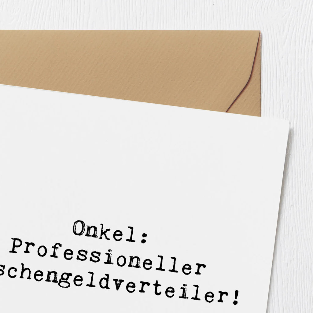 Deluxe Karte Spruch Onkel: Professioneller Taschengeldverteiler! Karte, Grußkarte, Klappkarte, Einladungskarte, Glückwunschkarte, Hochzeitskarte, Geburtstagskarte, Hochwertige Grußkarte, Hochwertige Klappkarte, Familie, Vatertag, Muttertag, Bruder, Schwester, Mama, Papa, Oma, Opa