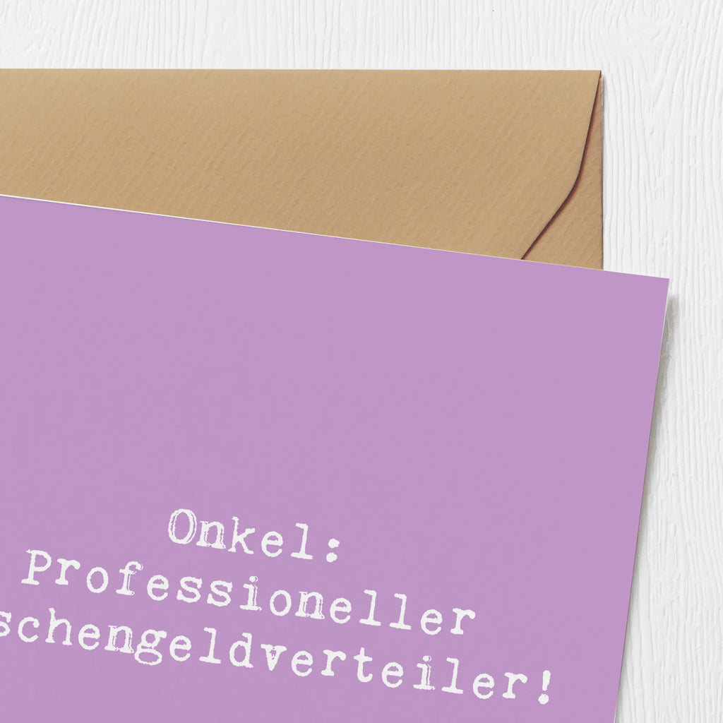 Deluxe Karte Spruch Onkel: Professioneller Taschengeldverteiler! Karte, Grußkarte, Klappkarte, Einladungskarte, Glückwunschkarte, Hochzeitskarte, Geburtstagskarte, Hochwertige Grußkarte, Hochwertige Klappkarte, Familie, Vatertag, Muttertag, Bruder, Schwester, Mama, Papa, Oma, Opa