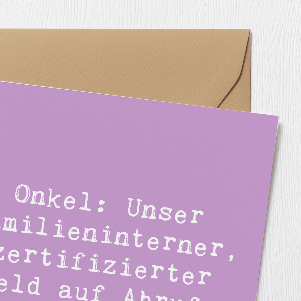 Deluxe Karte Spruch Onkel-Held Karte, Grußkarte, Klappkarte, Einladungskarte, Glückwunschkarte, Hochzeitskarte, Geburtstagskarte, Hochwertige Grußkarte, Hochwertige Klappkarte, Familie, Vatertag, Muttertag, Bruder, Schwester, Mama, Papa, Oma, Opa