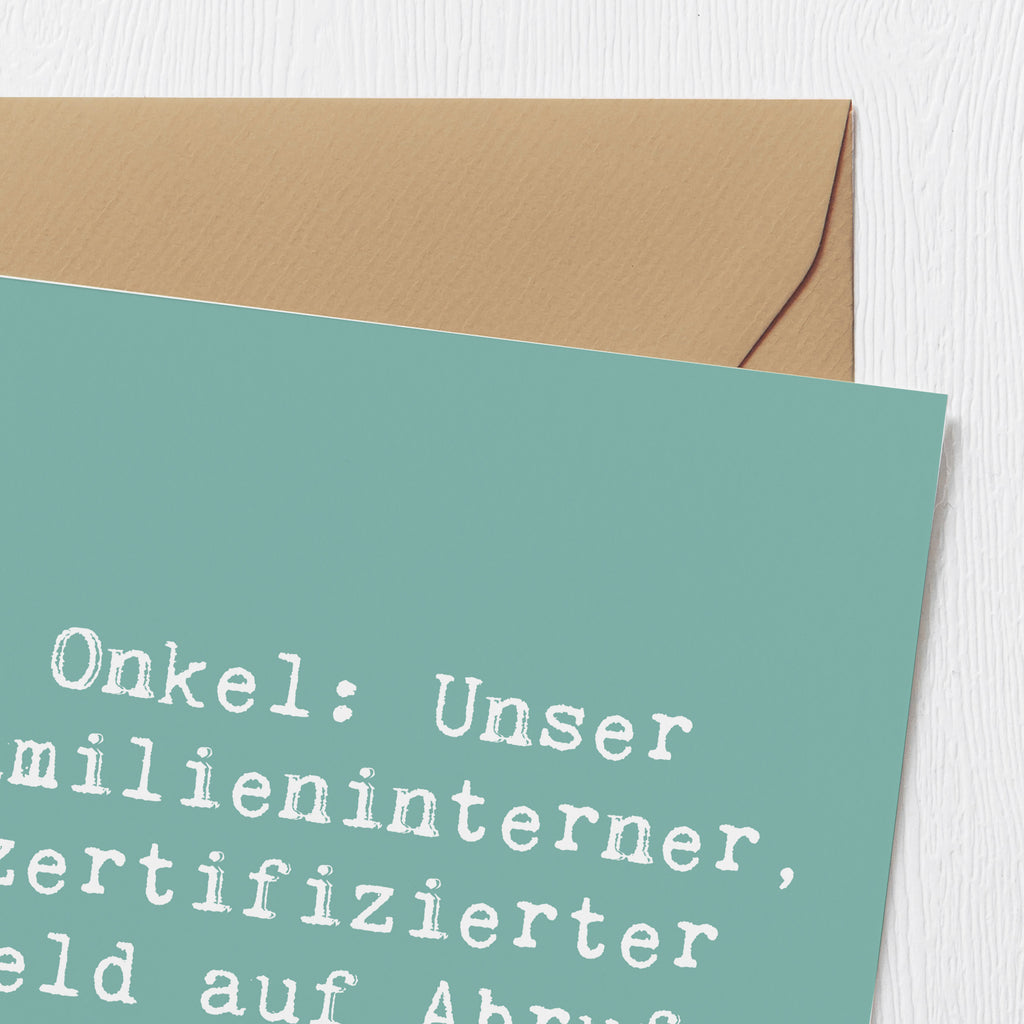 Deluxe Karte Spruch Onkel-Held Karte, Grußkarte, Klappkarte, Einladungskarte, Glückwunschkarte, Hochzeitskarte, Geburtstagskarte, Hochwertige Grußkarte, Hochwertige Klappkarte, Familie, Vatertag, Muttertag, Bruder, Schwester, Mama, Papa, Oma, Opa