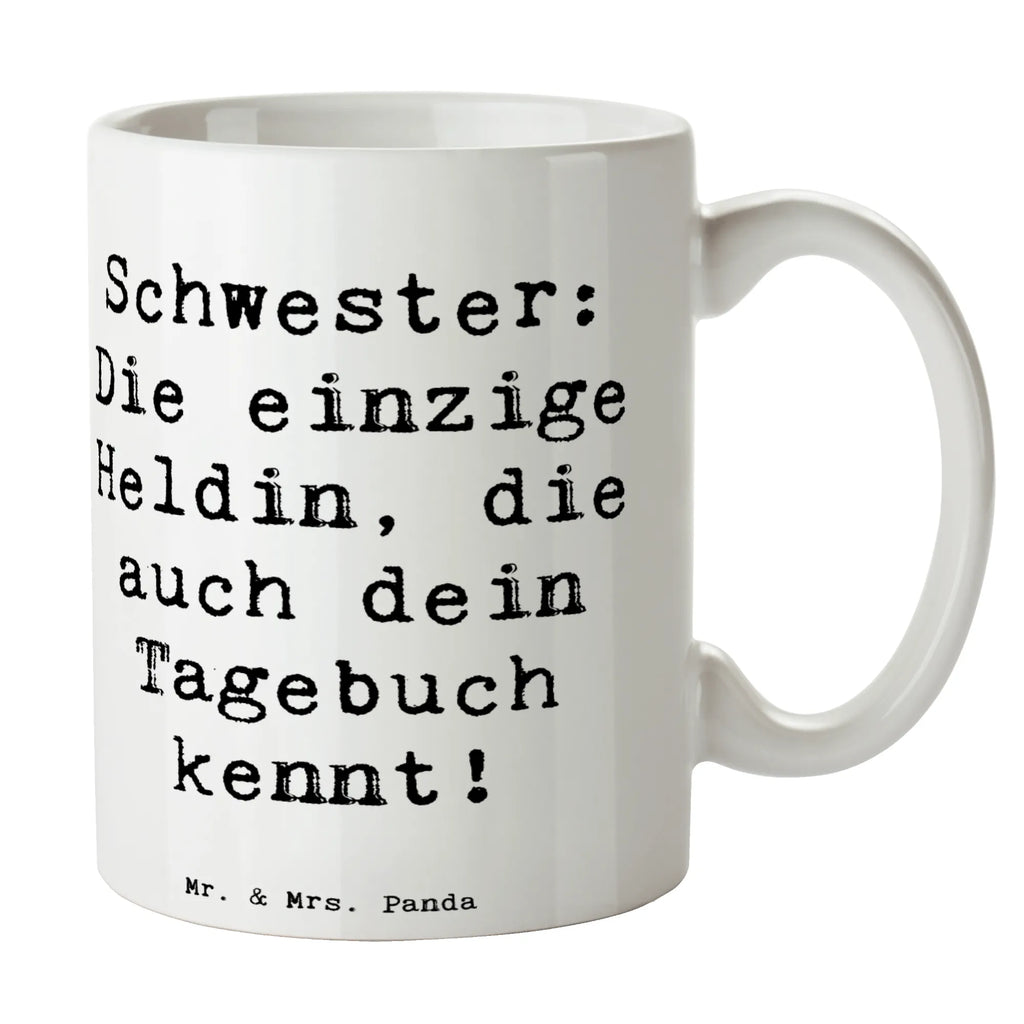 Tasse Spruch Schwester Heldin Tasse, Kaffeetasse, Teetasse, Becher, Kaffeebecher, Teebecher, Keramiktasse, Porzellantasse, Büro Tasse, Geschenk Tasse, Tasse Sprüche, Tasse Motive, Kaffeetassen, Tasse bedrucken, Designer Tasse, Cappuccino Tassen, Schöne Teetassen, Familie, Vatertag, Muttertag, Bruder, Schwester, Mama, Papa, Oma, Opa