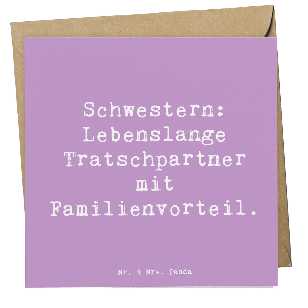 Deluxe Karte Spruch Schwestern Tratschpartner Karte, Grußkarte, Klappkarte, Einladungskarte, Glückwunschkarte, Hochzeitskarte, Geburtstagskarte, Hochwertige Grußkarte, Hochwertige Klappkarte, Familie, Vatertag, Muttertag, Bruder, Schwester, Mama, Papa, Oma, Opa