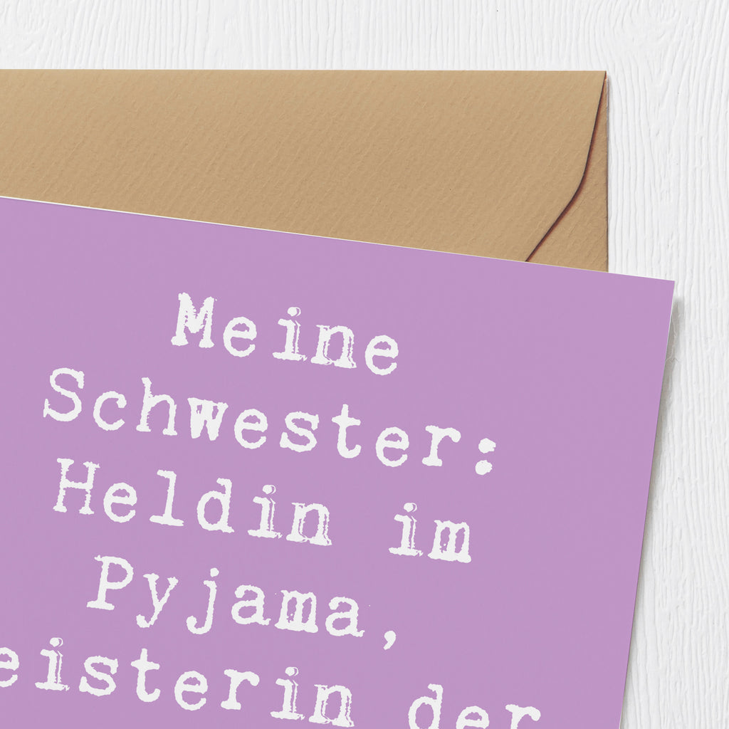 Deluxe Karte Spruch Schwester Heldin Karte, Grußkarte, Klappkarte, Einladungskarte, Glückwunschkarte, Hochzeitskarte, Geburtstagskarte, Hochwertige Grußkarte, Hochwertige Klappkarte, Familie, Vatertag, Muttertag, Bruder, Schwester, Mama, Papa, Oma, Opa