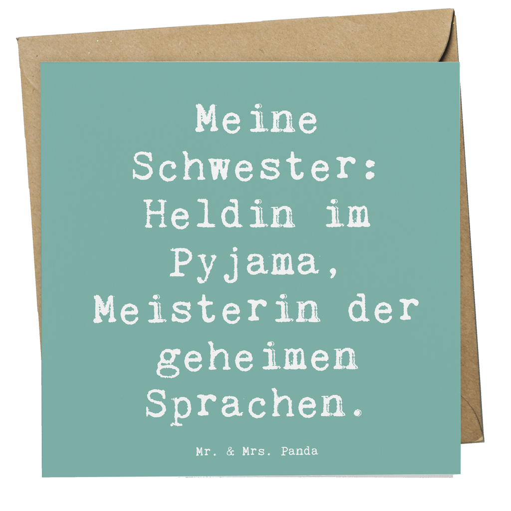 Deluxe Karte Spruch Schwester Heldin Karte, Grußkarte, Klappkarte, Einladungskarte, Glückwunschkarte, Hochzeitskarte, Geburtstagskarte, Hochwertige Grußkarte, Hochwertige Klappkarte, Familie, Vatertag, Muttertag, Bruder, Schwester, Mama, Papa, Oma, Opa