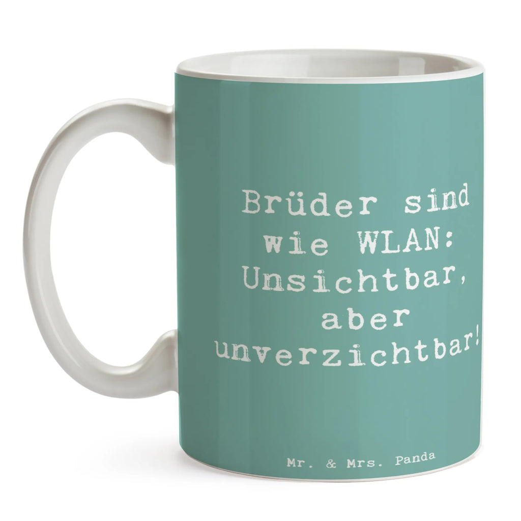 Tasse Spruch Brüder sind wie WLAN: Unsichtbar, aber unverzichtbar! Tasse, Kaffeetasse, Teetasse, Becher, Kaffeebecher, Teebecher, Keramiktasse, Porzellantasse, Büro Tasse, Geschenk Tasse, Tasse Sprüche, Tasse Motive, Kaffeetassen, Tasse bedrucken, Designer Tasse, Cappuccino Tassen, Schöne Teetassen, Familie, Vatertag, Muttertag, Bruder, Schwester, Mama, Papa, Oma, Opa