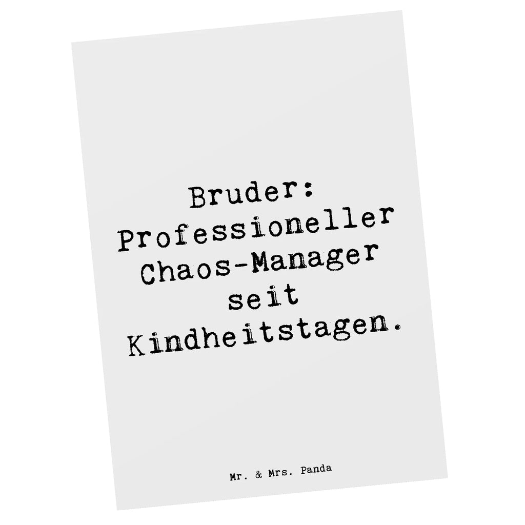 Postkarte Spruch Bruder Chaos-Manager Postkarte, Karte, Geschenkkarte, Grußkarte, Einladung, Ansichtskarte, Geburtstagskarte, Einladungskarte, Dankeskarte, Ansichtskarten, Einladung Geburtstag, Einladungskarten Geburtstag, Familie, Vatertag, Muttertag, Bruder, Schwester, Mama, Papa, Oma, Opa