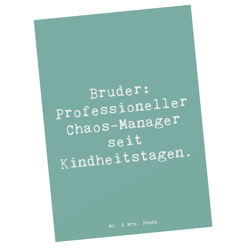 Postkarte Spruch Bruder Chaos-Manager Postkarte, Karte, Geschenkkarte, Grußkarte, Einladung, Ansichtskarte, Geburtstagskarte, Einladungskarte, Dankeskarte, Ansichtskarten, Einladung Geburtstag, Einladungskarten Geburtstag, Familie, Vatertag, Muttertag, Bruder, Schwester, Mama, Papa, Oma, Opa