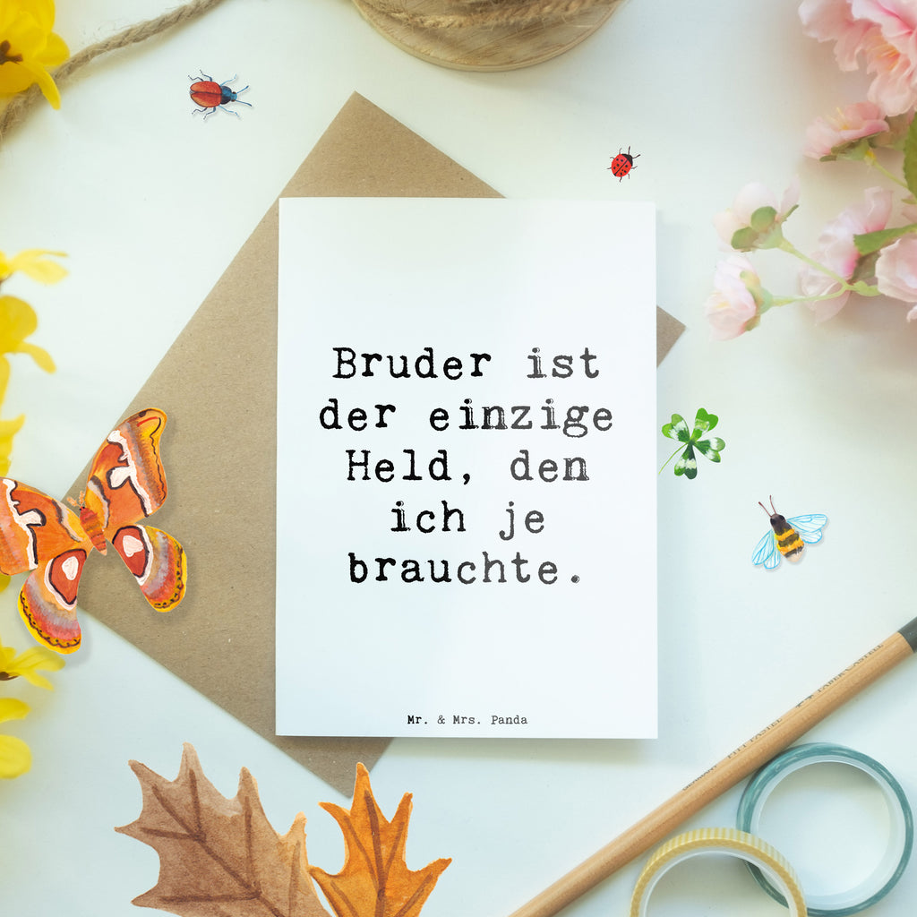 Grußkarte Spruch Bruder Held Grußkarte, Klappkarte, Einladungskarte, Glückwunschkarte, Hochzeitskarte, Geburtstagskarte, Karte, Ansichtskarten, Familie, Vatertag, Muttertag, Bruder, Schwester, Mama, Papa, Oma, Opa