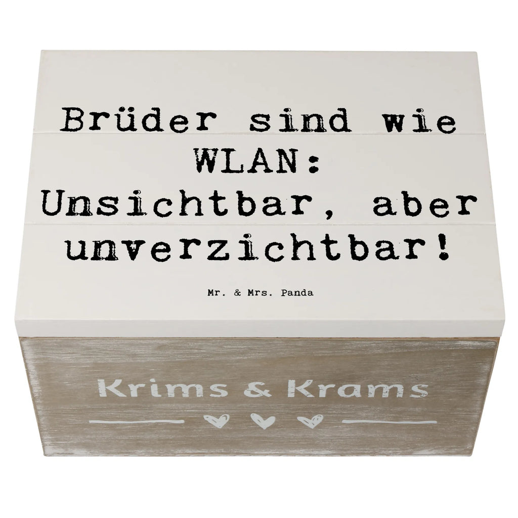 Holzkiste Spruch Brüder sind wie WLAN: Unsichtbar, aber unverzichtbar! Holzkiste, Kiste, Schatzkiste, Truhe, Schatulle, XXL, Erinnerungsbox, Erinnerungskiste, Dekokiste, Aufbewahrungsbox, Geschenkbox, Geschenkdose, Familie, Vatertag, Muttertag, Bruder, Schwester, Mama, Papa, Oma, Opa