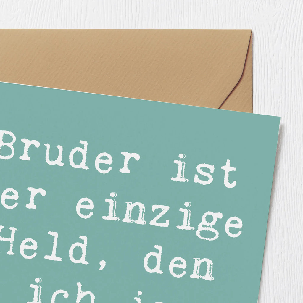 Deluxe Karte Spruch Bruder Held Karte, Grußkarte, Klappkarte, Einladungskarte, Glückwunschkarte, Hochzeitskarte, Geburtstagskarte, Hochwertige Grußkarte, Hochwertige Klappkarte, Familie, Vatertag, Muttertag, Bruder, Schwester, Mama, Papa, Oma, Opa