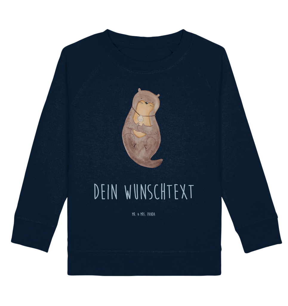 Personalisierter Kinder Pullover Otter mit Muschelmedaillon Personalisierter Kinder Pullover, Personalisiertes Kinder Sweatshirt, Jungen, Mädchen, Otter, Fischotter, Seeotter, Otterliebe, grübeln, träumen, Motivation, Tagträumen, Büro