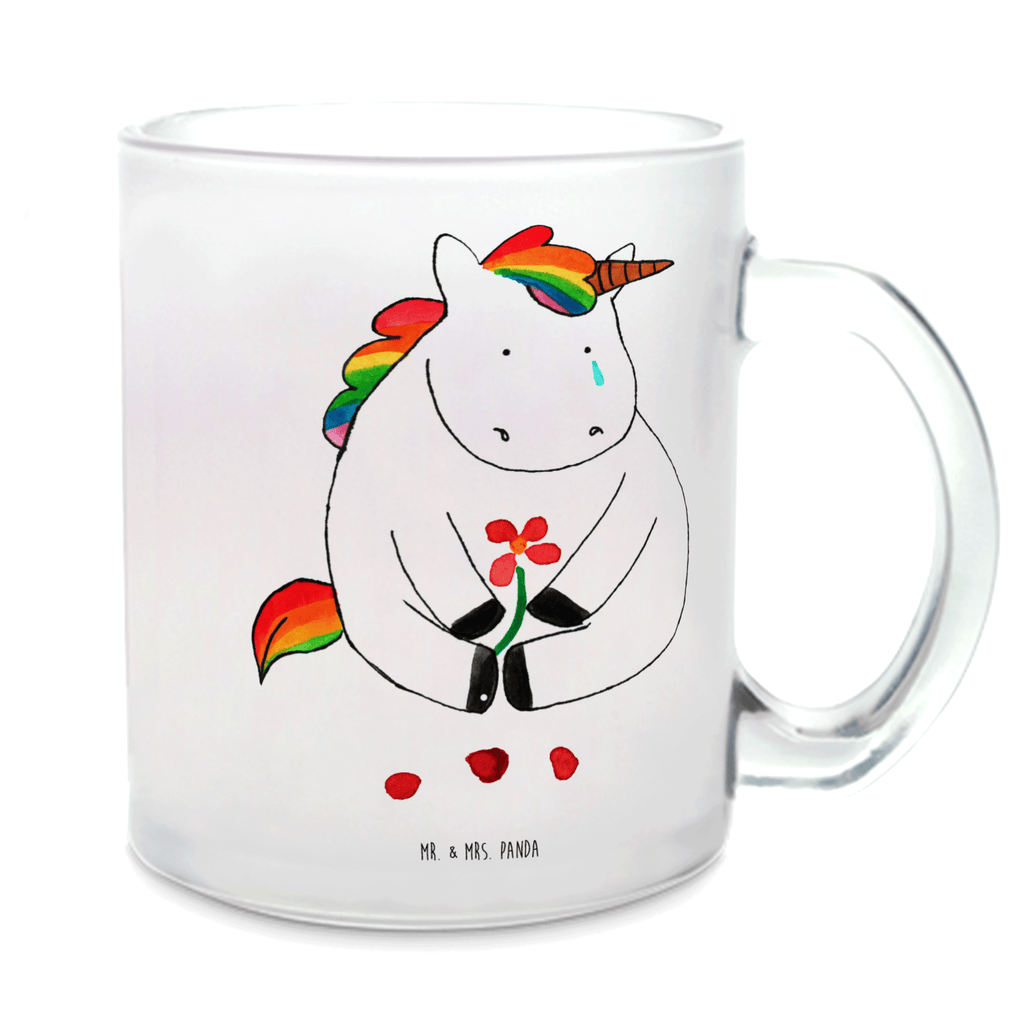 Teetasse Einhorn Traurig Teetasse, Teeglas, Teebecher, Tasse mit Henkel, Tasse, Glas Teetasse, Teetasse aus Glas, Einhorn, Einhörner, Einhorn Deko, Pegasus, Unicorn, Glitzer, Trösten. Freundschaft, Freunde, Liebe, Trauer, Grußkarte, Blume