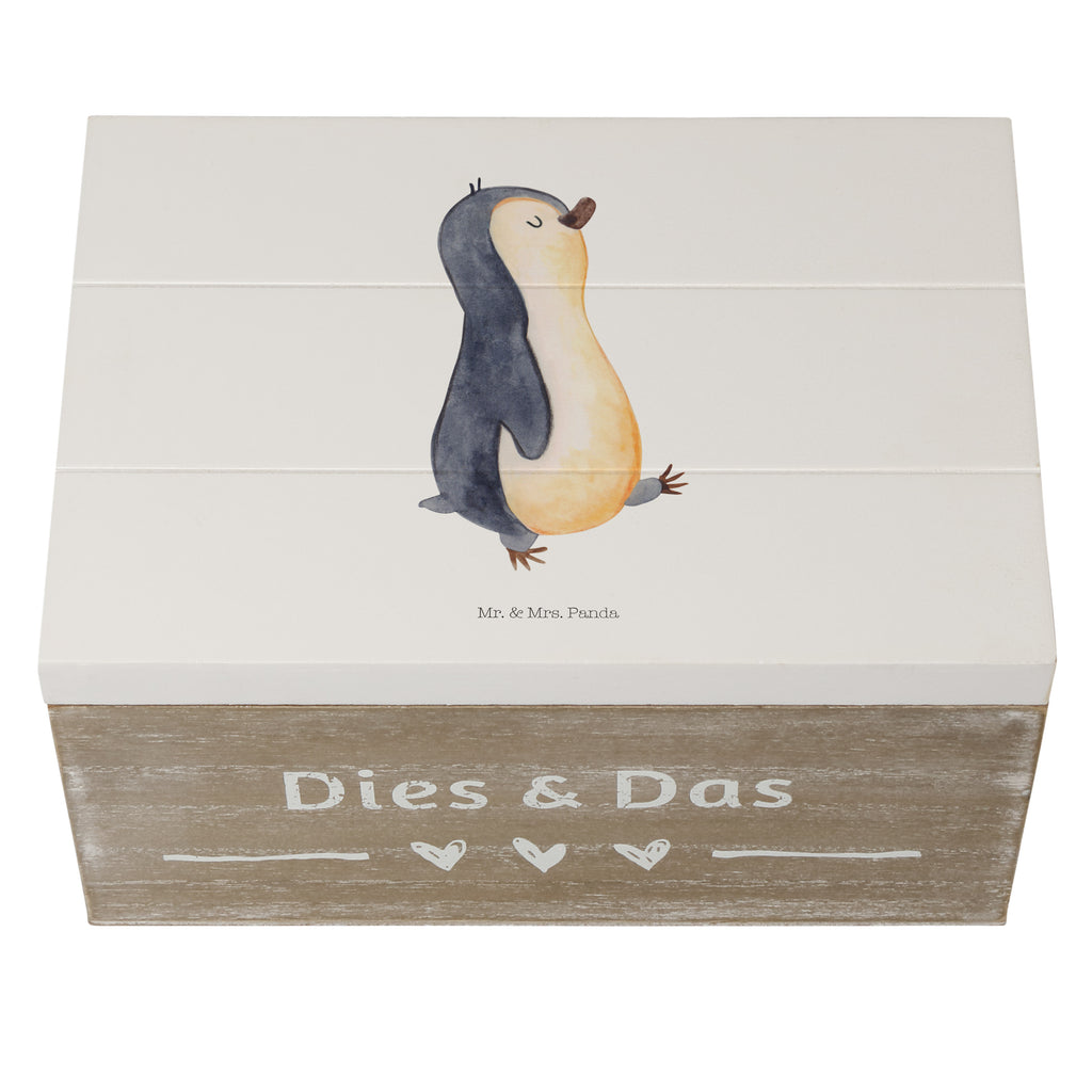 Holzkiste Pinguin marschierend Holzkiste, Kiste, Schatzkiste, Truhe, Schatulle, XXL, Erinnerungsbox, Erinnerungskiste, Dekokiste, Aufbewahrungsbox, Geschenkbox, Geschenkdose, Pinguin, Pinguine, Frühaufsteher, Langschläfer, Bruder, Schwester, Familie