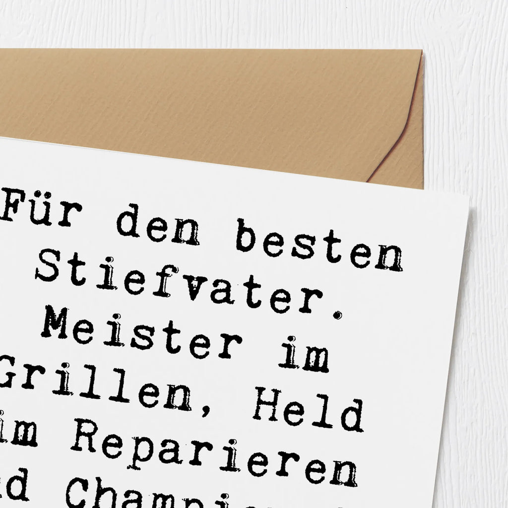 Deluxe Karte Spruch Bester Stiefvater Karte, Grußkarte, Klappkarte, Einladungskarte, Glückwunschkarte, Hochzeitskarte, Geburtstagskarte, Hochwertige Grußkarte, Hochwertige Klappkarte, Familie, Vatertag, Muttertag, Bruder, Schwester, Mama, Papa, Oma, Opa