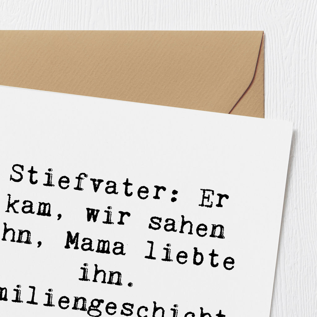 Deluxe Karte Spruch Stiefvater Liebe Karte, Grußkarte, Klappkarte, Einladungskarte, Glückwunschkarte, Hochzeitskarte, Geburtstagskarte, Hochwertige Grußkarte, Hochwertige Klappkarte, Familie, Vatertag, Muttertag, Bruder, Schwester, Mama, Papa, Oma, Opa