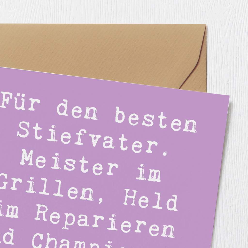 Deluxe Karte Spruch Bester Stiefvater Karte, Grußkarte, Klappkarte, Einladungskarte, Glückwunschkarte, Hochzeitskarte, Geburtstagskarte, Hochwertige Grußkarte, Hochwertige Klappkarte, Familie, Vatertag, Muttertag, Bruder, Schwester, Mama, Papa, Oma, Opa