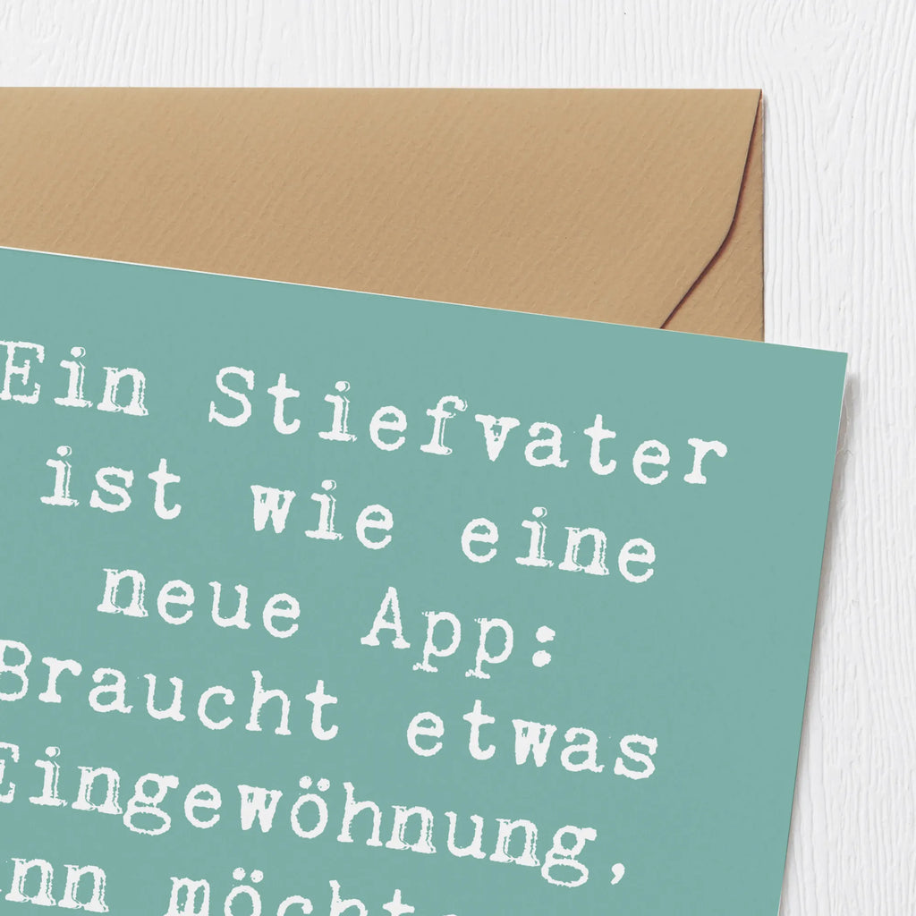 Deluxe Karte Spruch Stiefvater Liebe Karte, Grußkarte, Klappkarte, Einladungskarte, Glückwunschkarte, Hochzeitskarte, Geburtstagskarte, Hochwertige Grußkarte, Hochwertige Klappkarte, Familie, Vatertag, Muttertag, Bruder, Schwester, Mama, Papa, Oma, Opa