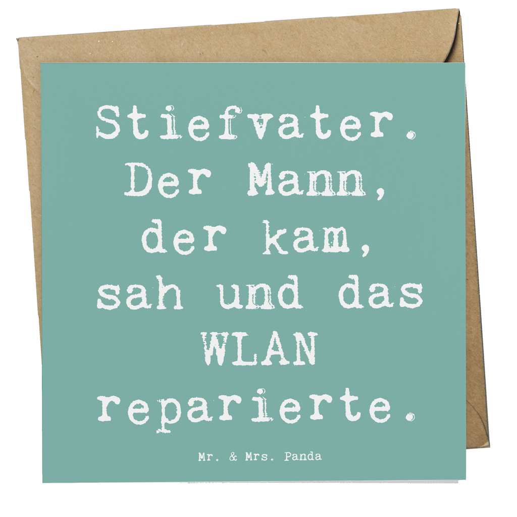 Deluxe Karte Spruch Stiefvater Held Karte, Grußkarte, Klappkarte, Einladungskarte, Glückwunschkarte, Hochzeitskarte, Geburtstagskarte, Hochwertige Grußkarte, Hochwertige Klappkarte, Familie, Vatertag, Muttertag, Bruder, Schwester, Mama, Papa, Oma, Opa