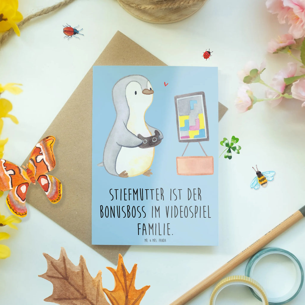 Grußkarte Stiefmutter Bonusboss Grußkarte, Klappkarte, Einladungskarte, Glückwunschkarte, Hochzeitskarte, Geburtstagskarte, Karte, Ansichtskarten, Familie, Vatertag, Muttertag, Bruder, Schwester, Mama, Papa, Oma, Opa