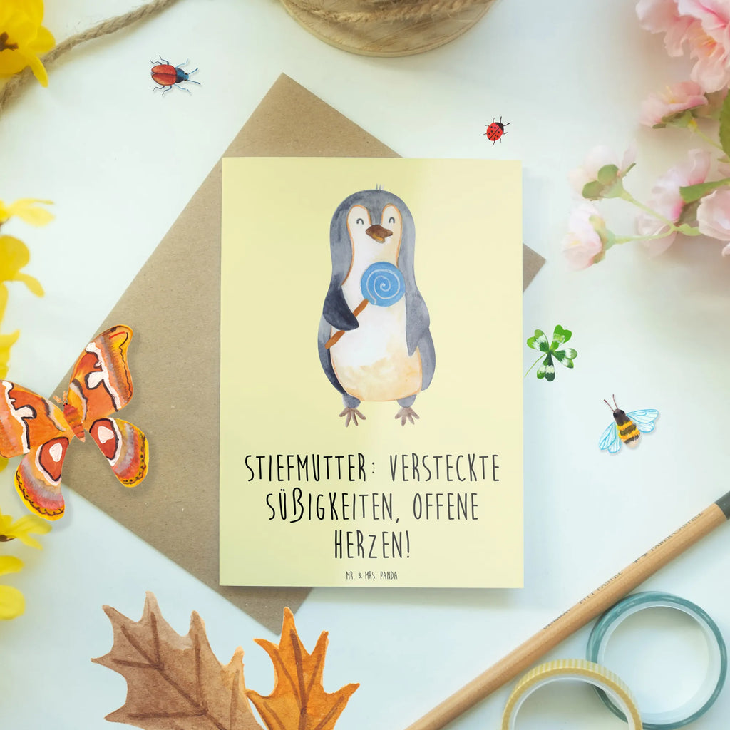 Greetings card Stiefmutter: Versteckte Süßigkeiten, offene Herzen! Grußkarte, Klappkarte, Einladungskarte, Glückwunschkarte, Hochzeitskarte, Geburtstagskarte, Karte, Ansichtskarten, Familie, Vatertag, Muttertag, Bruder, Schwester, Mama, Papa, Oma, Opa