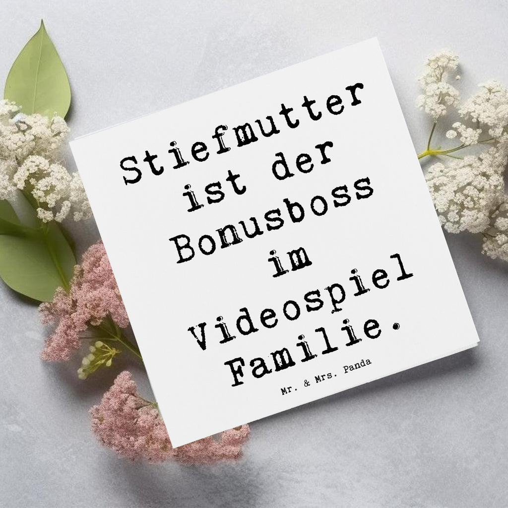 Deluxe Karte Spruch Stiefmutter Bonusboss Karte, Grußkarte, Klappkarte, Einladungskarte, Glückwunschkarte, Hochzeitskarte, Geburtstagskarte, Hochwertige Grußkarte, Hochwertige Klappkarte, Familie, Vatertag, Muttertag, Bruder, Schwester, Mama, Papa, Oma, Opa