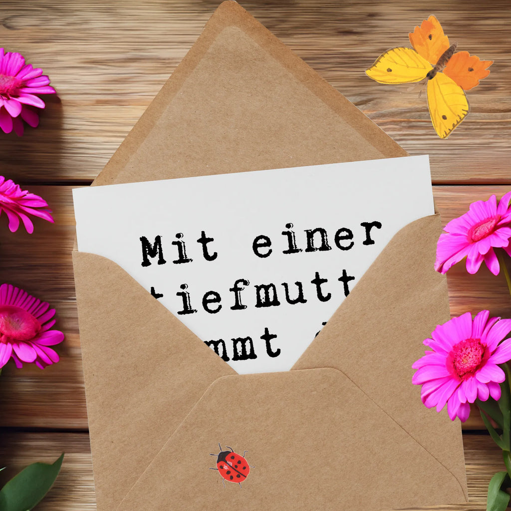 Deluxe Karte Spruch Herz Stiefmutter Karte, Grußkarte, Klappkarte, Einladungskarte, Glückwunschkarte, Hochzeitskarte, Geburtstagskarte, Hochwertige Grußkarte, Hochwertige Klappkarte, Familie, Vatertag, Muttertag, Bruder, Schwester, Mama, Papa, Oma, Opa