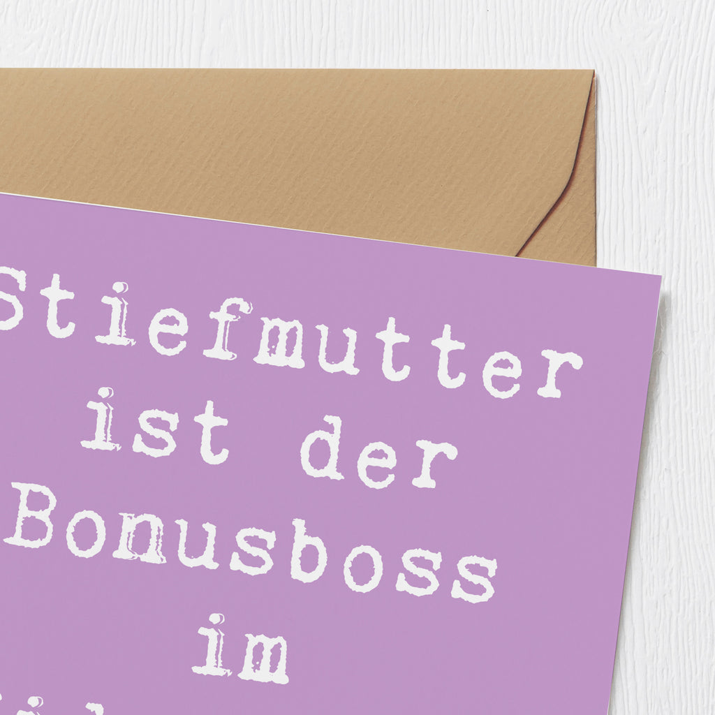 Deluxe Karte Spruch Stiefmutter Bonusboss Karte, Grußkarte, Klappkarte, Einladungskarte, Glückwunschkarte, Hochzeitskarte, Geburtstagskarte, Hochwertige Grußkarte, Hochwertige Klappkarte, Familie, Vatertag, Muttertag, Bruder, Schwester, Mama, Papa, Oma, Opa