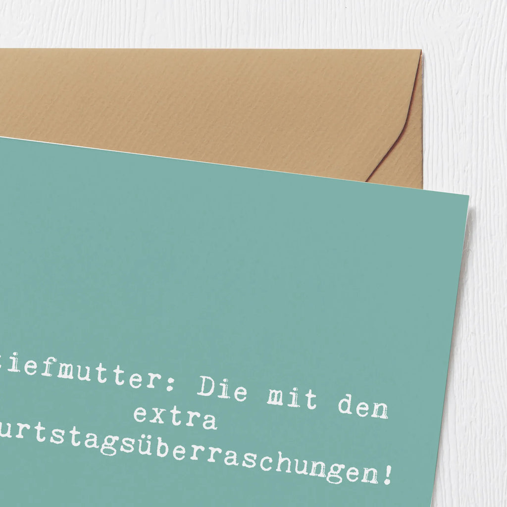 Deluxe Karte Spruch Stiefmutter Überraschungen Karte, Grußkarte, Klappkarte, Einladungskarte, Glückwunschkarte, Hochzeitskarte, Geburtstagskarte, Hochwertige Grußkarte, Hochwertige Klappkarte, Familie, Vatertag, Muttertag, Bruder, Schwester, Mama, Papa, Oma, Opa