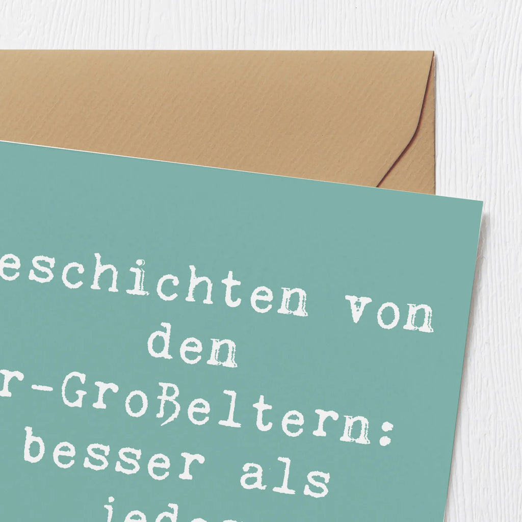 Deluxe Karte Spruch Ur-Großeltern Geschichten Karte, Grußkarte, Klappkarte, Einladungskarte, Glückwunschkarte, Hochzeitskarte, Geburtstagskarte, Hochwertige Grußkarte, Hochwertige Klappkarte, Familie, Vatertag, Muttertag, Bruder, Schwester, Mama, Papa, Oma, Opa