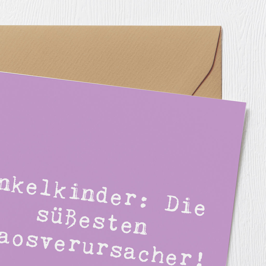 Deluxe Karte Spruch Enkelkinder: Die süßesten Chaosverursacher! Karte, Grußkarte, Klappkarte, Einladungskarte, Glückwunschkarte, Hochzeitskarte, Geburtstagskarte, Hochwertige Grußkarte, Hochwertige Klappkarte, Familie, Vatertag, Muttertag, Bruder, Schwester, Mama, Papa, Oma, Opa