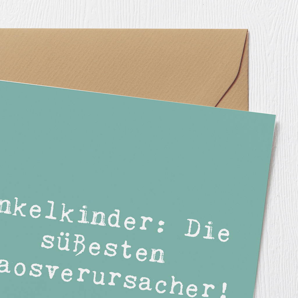 Deluxe Karte Spruch Enkelkinder: Die süßesten Chaosverursacher! Karte, Grußkarte, Klappkarte, Einladungskarte, Glückwunschkarte, Hochzeitskarte, Geburtstagskarte, Hochwertige Grußkarte, Hochwertige Klappkarte, Familie, Vatertag, Muttertag, Bruder, Schwester, Mama, Papa, Oma, Opa