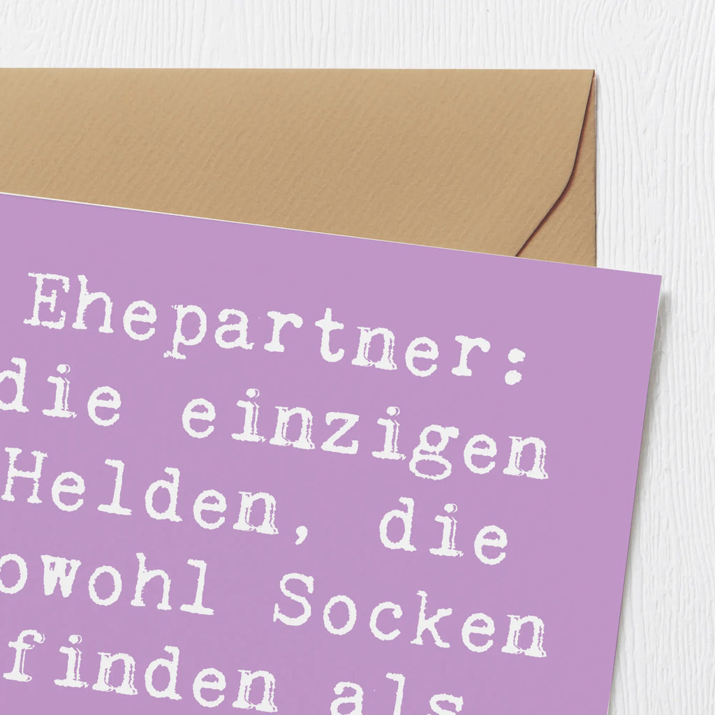 Deluxe Karte Spruch Ehepartner Helden Karte, Grußkarte, Klappkarte, Einladungskarte, Glückwunschkarte, Hochzeitskarte, Geburtstagskarte, Hochwertige Grußkarte, Hochwertige Klappkarte, Familie, Vatertag, Muttertag, Bruder, Schwester, Mama, Papa, Oma, Opa