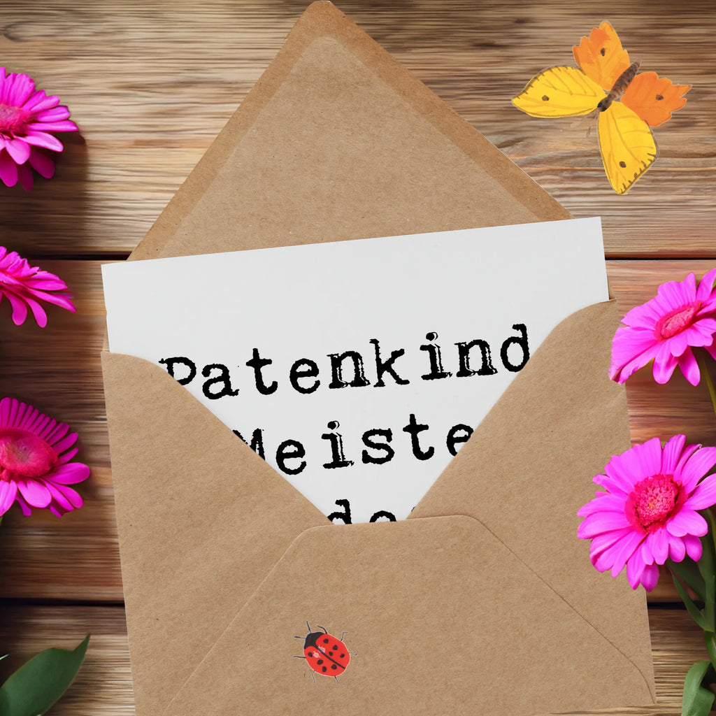 Deluxe Karte Spruch Patenkind Chaosmeister Karte, Grußkarte, Klappkarte, Einladungskarte, Glückwunschkarte, Hochzeitskarte, Geburtstagskarte, Hochwertige Grußkarte, Hochwertige Klappkarte, Familie, Vatertag, Muttertag, Bruder, Schwester, Mama, Papa, Oma, Opa