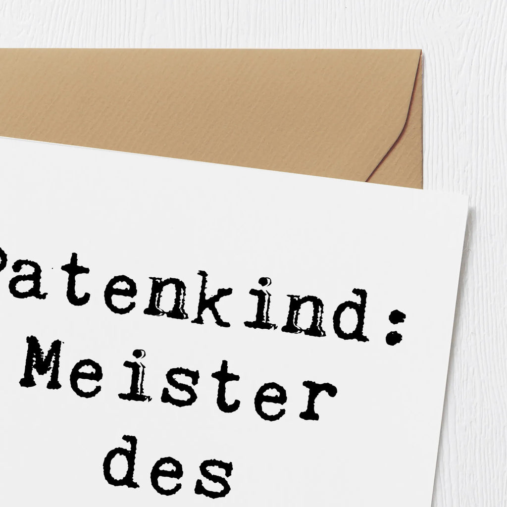 Deluxe Karte Spruch Patenkind Chaosmeister Karte, Grußkarte, Klappkarte, Einladungskarte, Glückwunschkarte, Hochzeitskarte, Geburtstagskarte, Hochwertige Grußkarte, Hochwertige Klappkarte, Familie, Vatertag, Muttertag, Bruder, Schwester, Mama, Papa, Oma, Opa