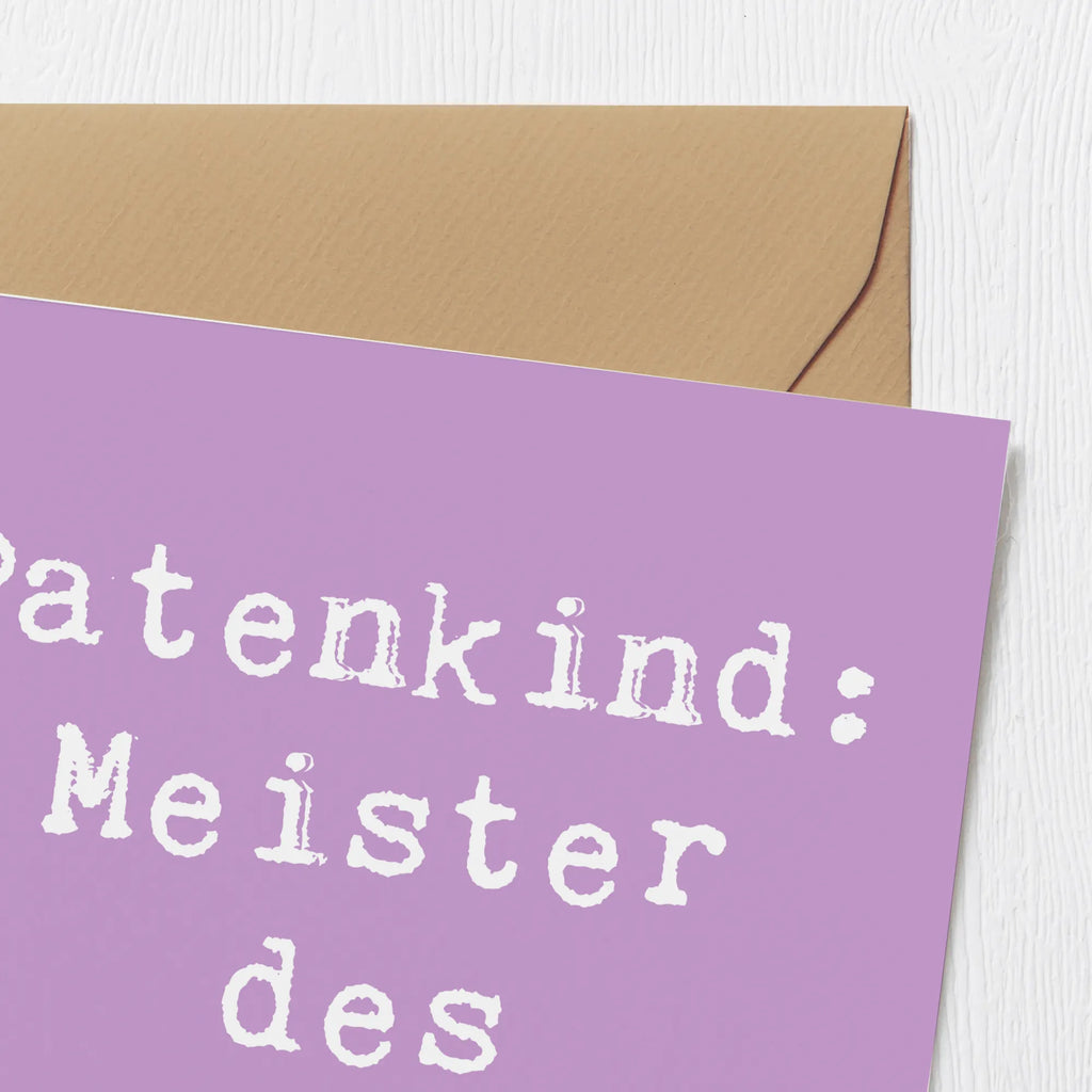 Deluxe Karte Spruch Patenkind Chaosmeister Karte, Grußkarte, Klappkarte, Einladungskarte, Glückwunschkarte, Hochzeitskarte, Geburtstagskarte, Hochwertige Grußkarte, Hochwertige Klappkarte, Familie, Vatertag, Muttertag, Bruder, Schwester, Mama, Papa, Oma, Opa