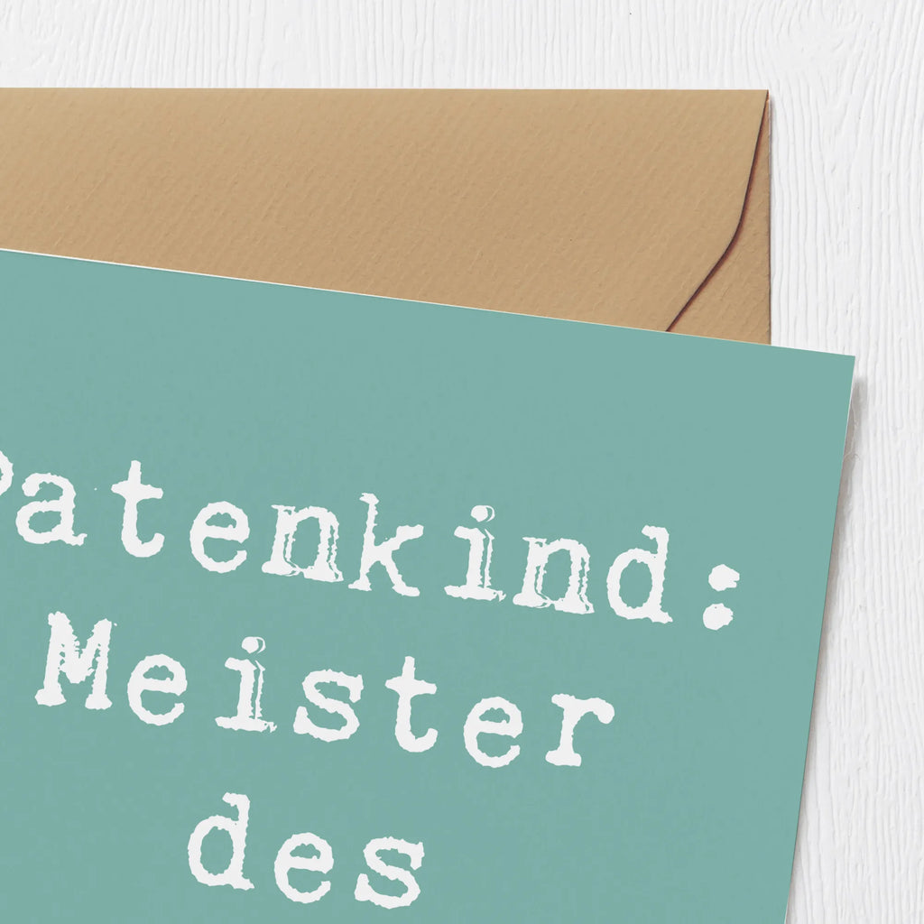 Deluxe Karte Spruch Patenkind Chaosmeister Karte, Grußkarte, Klappkarte, Einladungskarte, Glückwunschkarte, Hochzeitskarte, Geburtstagskarte, Hochwertige Grußkarte, Hochwertige Klappkarte, Familie, Vatertag, Muttertag, Bruder, Schwester, Mama, Papa, Oma, Opa